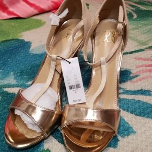 NY&C bronze and light blush heels